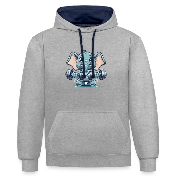 L'Éléphant Sportif Rigolo sur Sweat à capuche contrasté