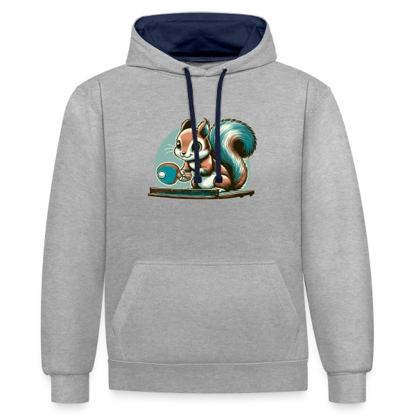 L'Écureuil Champion de Ping-Pong Cartoon sur Sweat à capuche contrasté