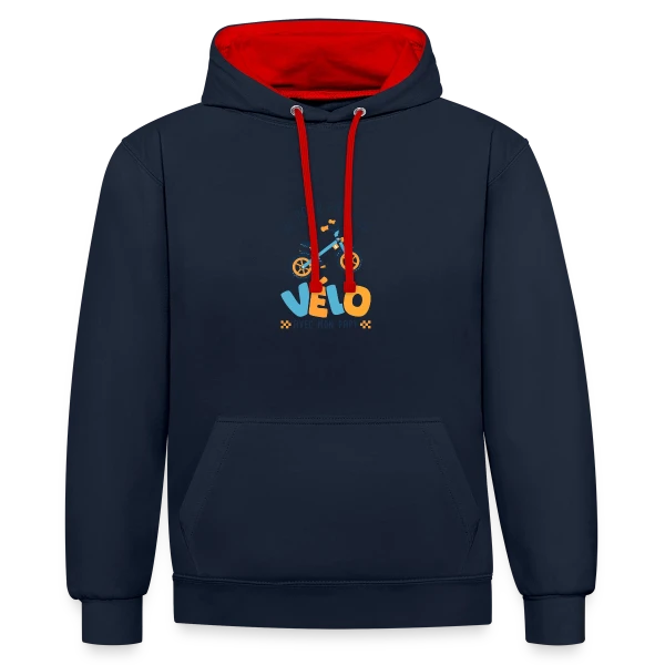 "Né pour le Vélo avec Papy" sur Sweat à capuche contrasté