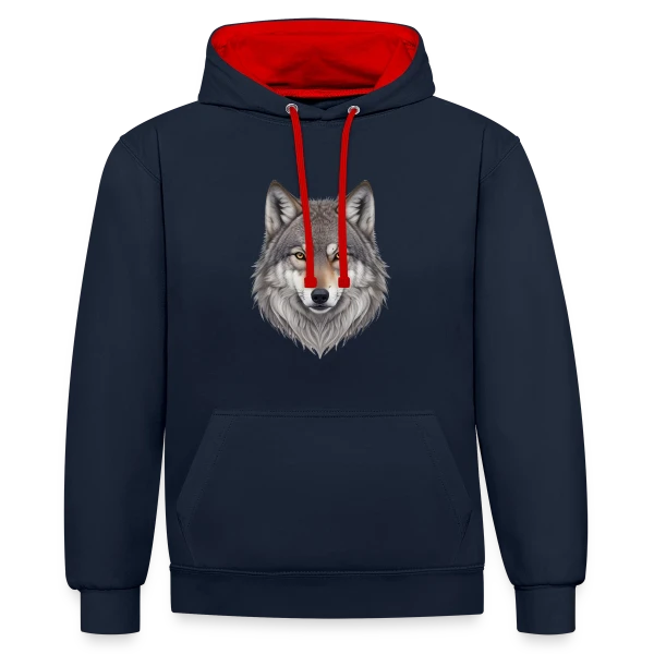 Tête de Loup Majestueuse sur Sweat à capuche contrasté