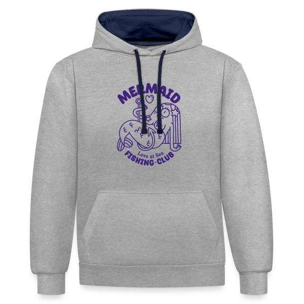 Club de Pêche Sirène Amour sur Sweat à capuche contrasté
