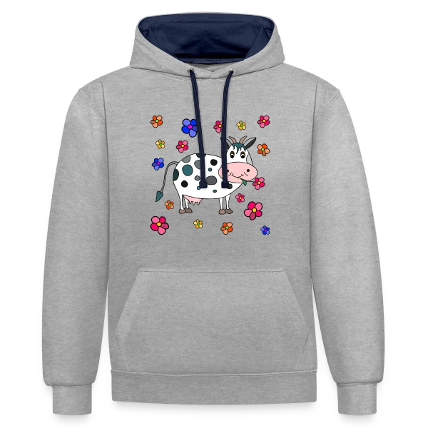 Krowa, la Vache Amusante sur Sweat à capuche contrasté