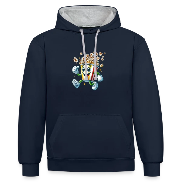 Popcorn Comique : La Star de Vos Soirées Ciné sur Sweat à capuche contrasté