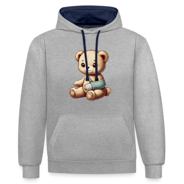 Teddy Réconfortant Plâtré : L'Ours Symbole de Courage et d'Amour sur Sweat à capuche contrasté