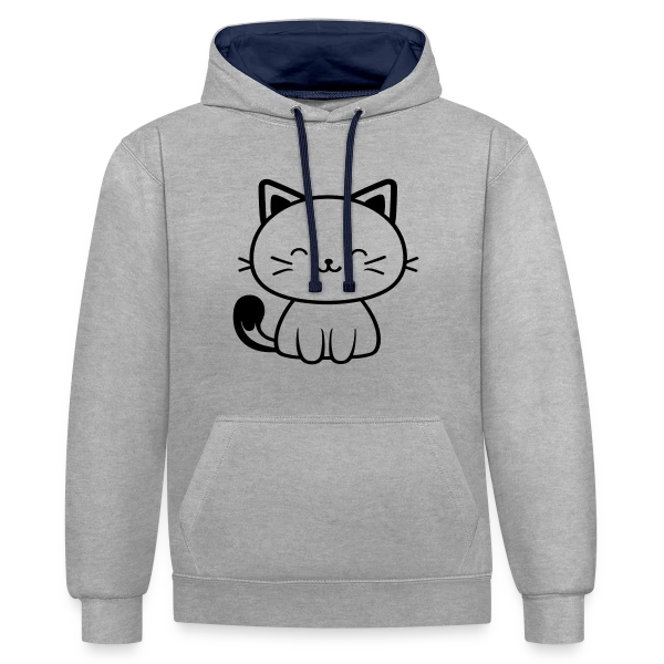 Chaton Kawaii Souriant sur Sweat à capuche contrasté