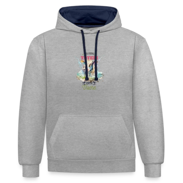 Ma Vache, Mon Animal Totem Humour sur Sweat à capuche contrasté