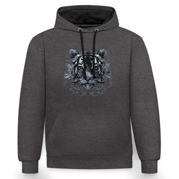 Tigre Majestueux Ornemental sur Sweat à capuche contrasté
