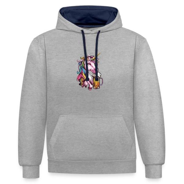 Licorne Bière Festive sur Sweat à capuche contrasté