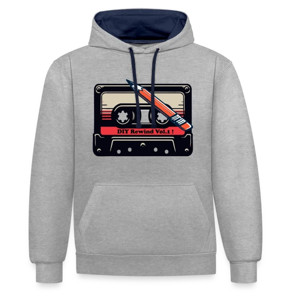 Cassette Rétro K7 : L'Analogique Stylé sur Sweat à capuche contrasté