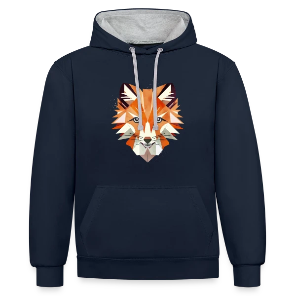 Renard Géométrique Éclatant sur Sweat à capuche contrasté