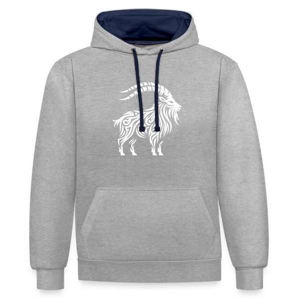 Chèvre de Mer Tribale : L'Esprit Océanique et Mythique sur Sweat à capuche contrasté