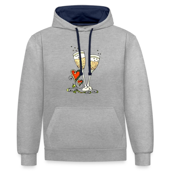 Verres Cœurs & Fêtes sur Sweat à capuche contrasté