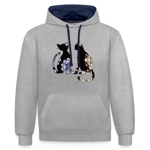 Passion Chat sur Sweat à capuche contrasté