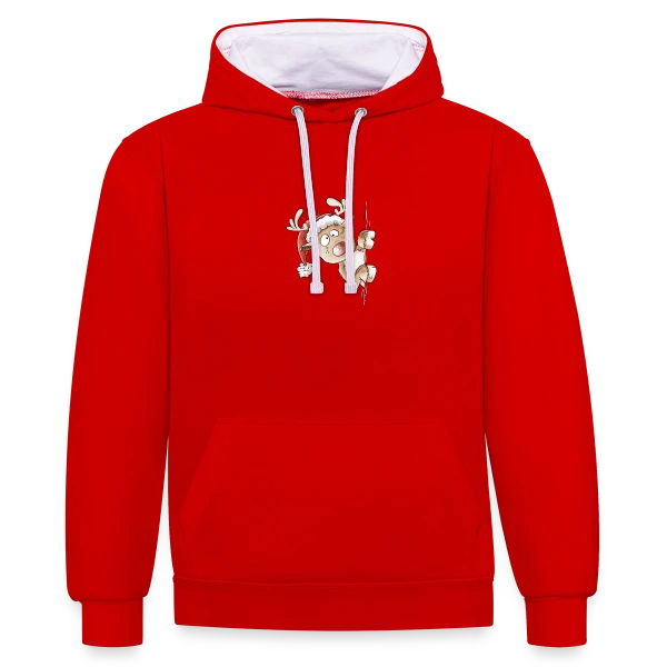 Renne Espiègle de Noël sur Sweat à capuche contrasté