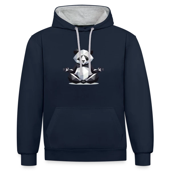 Panda Zen Géométrique : Harmonie Minimaliste sur Sweat à capuche contrasté