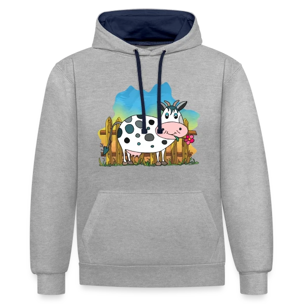 La Vache Rigolote sur Sweat à capuche contrasté