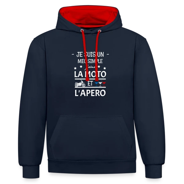 Moto & Apéro : L'Esprit Motard sur Sweat à capuche contrasté