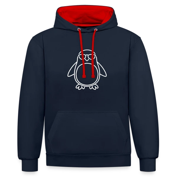 Silhouette Pingouin Élégante sur Sweat à capuche contrasté