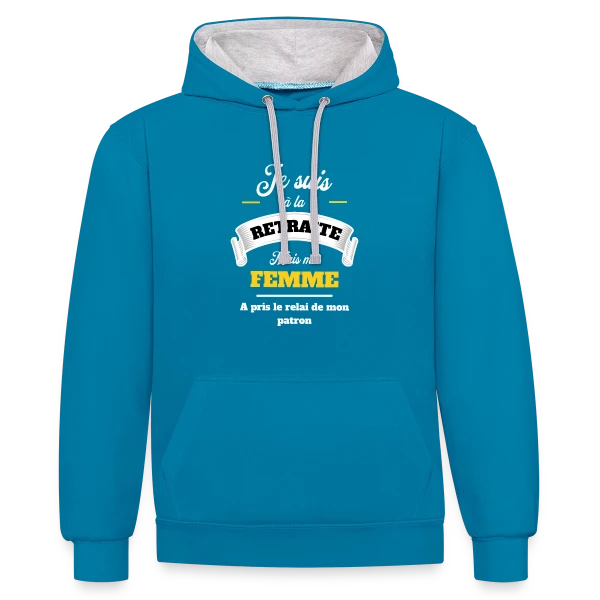 Retraite Humoristique pour Homme sur Sweat à capuche contrasté