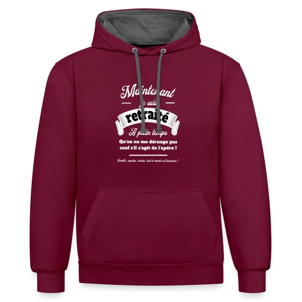 Apéro Retraite : Humour et Détente sur Sweat à capuche contrasté