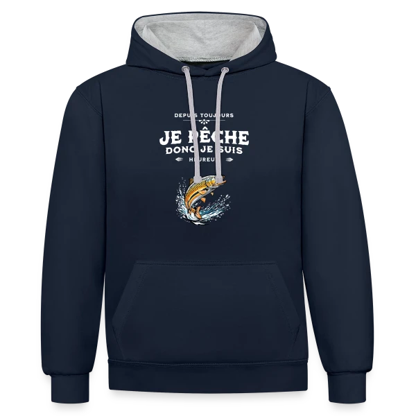 Pêche & Bonheur : Le T-shirt Coloré sur Sweat à capuche contrasté