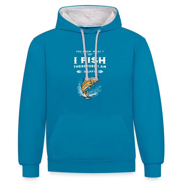 Pêche & Humour : Design Naturel sur Sweat à capuche contrasté