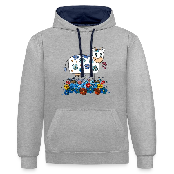 La Vache Mignonne sur Sweat à capuche contrasté