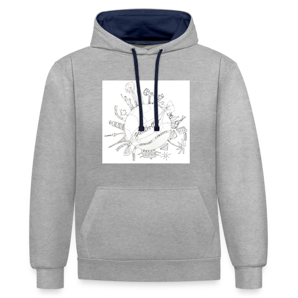 Globe Voyageur Dessin sur Sweat à capuche contrasté
