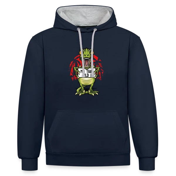 Vieux Comme un Dino sur Sweat à capuche contrasté