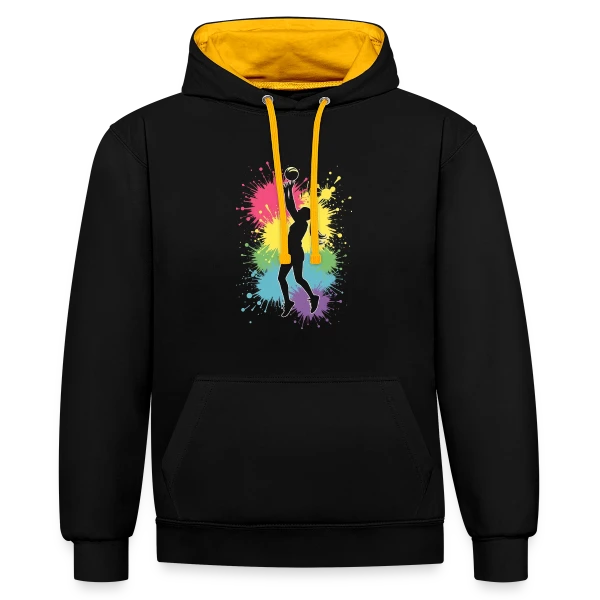 Passion Volley-ball Féminin - Joueuse avec Cœur sur Sweat à capuche contrasté
