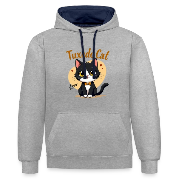 Amoureux du Chat Smoking - Cadeau Idéal sur Sweat à capuche contrasté