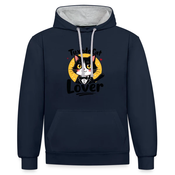 Femme Amoureux Chat Smoking - Cadeau Félin sur Sweat à capuche contrasté