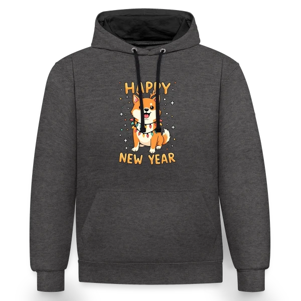 Shiba Inu Lumières de Noël - Fêtes de Fin d'Année sur Sweat à capuche contrasté