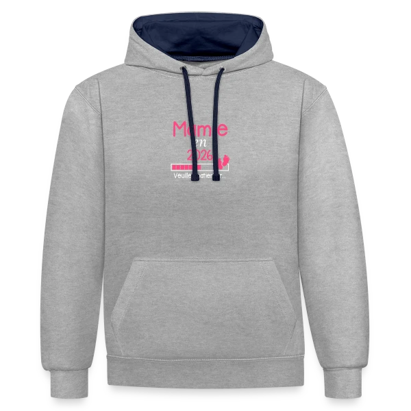 Mamie en 2026 : Annonce de Grossesse Humour sur Sweat à capuche contrasté