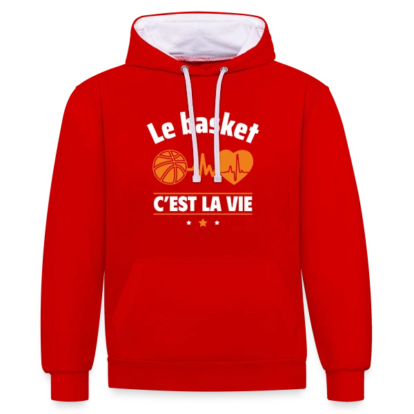Le Basket, C'est la Vie ! sur Sweat à capuche contrasté