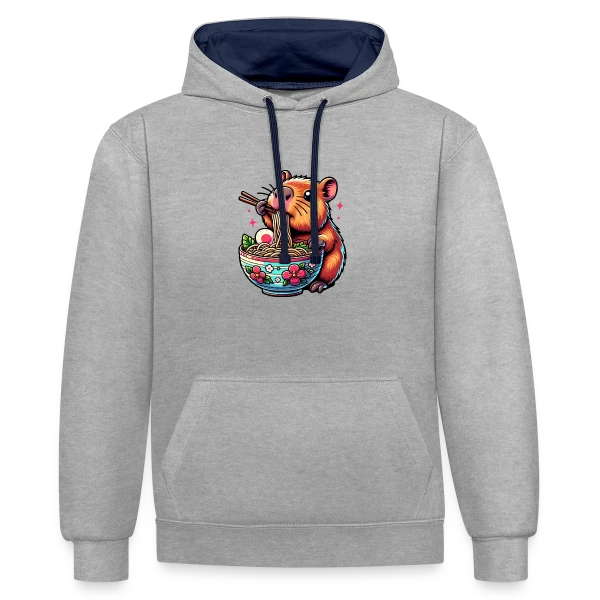 Capybara Mignon Ramen sur Sweat à capuche contrasté