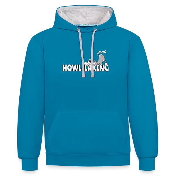 Loup qui pète - Humour animalier cartoon sur Sweat à capuche contrasté