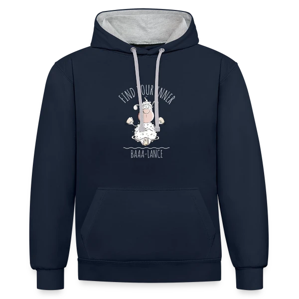 Mouton Yoga 'Baaa-Lance' - L'Équilibre Zen sur Sweat à capuche contrasté