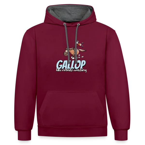Galope comme si personne ne te regardait - Cheval Cartoon sur Sweat à capuche contrasté