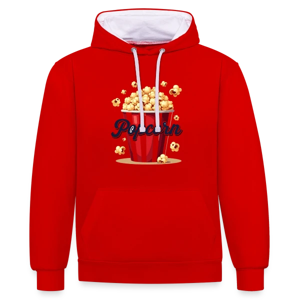 Design Popcorn Festif - Costume Carnaval sur Sweat à capuche contrasté