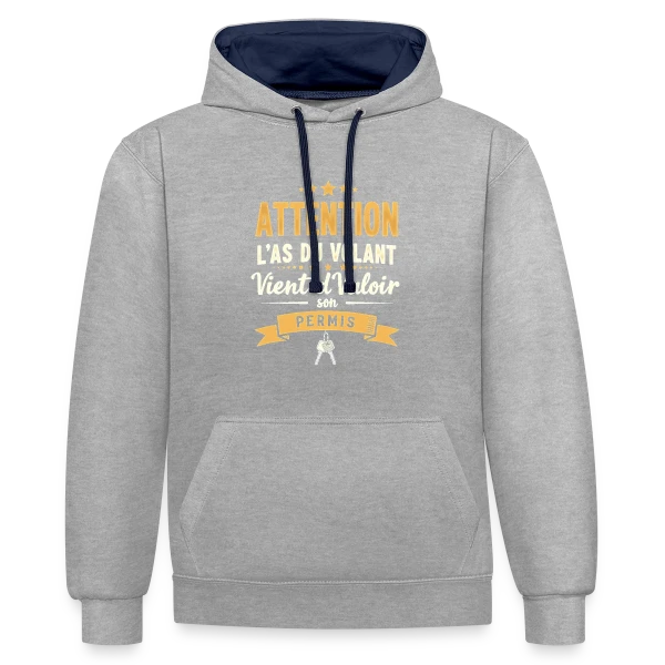 Humour Jeune Conducteur - Mon Permis en Poche sur Sweat à capuche contrasté