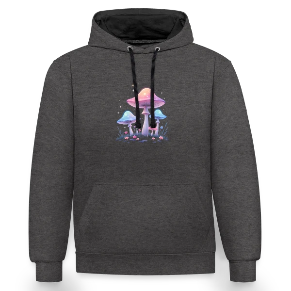 Champignons Magiques - Art Mystique de la Forêt sur Sweat à capuche contrasté