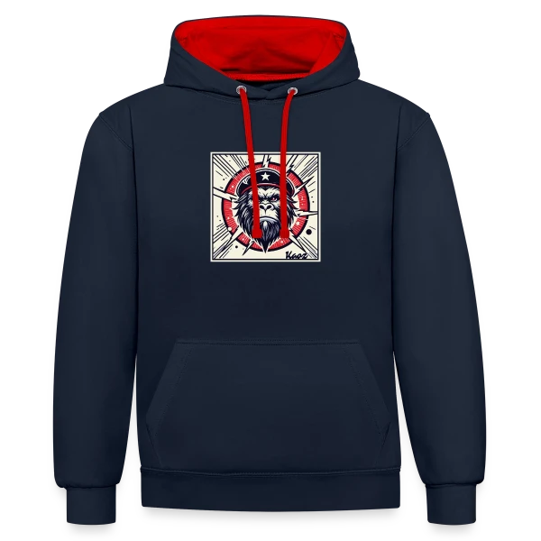Gorille Révolutionnaire Stylé sur Sweat à capuche contrasté
