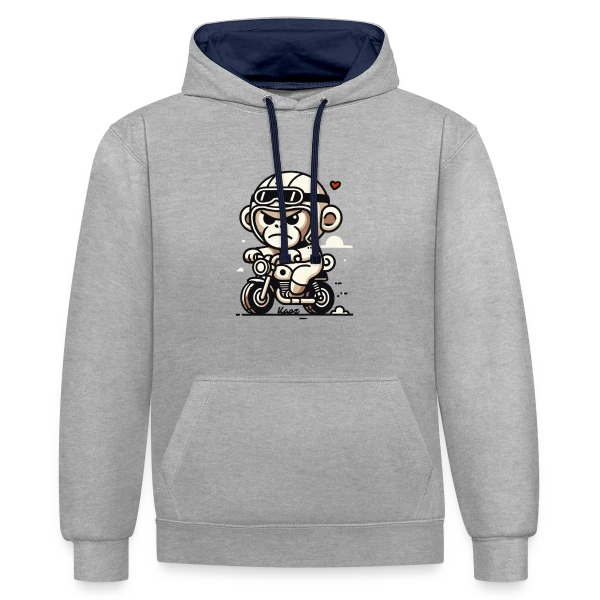 Singe Motard Aventure sur Sweat à capuche contrasté