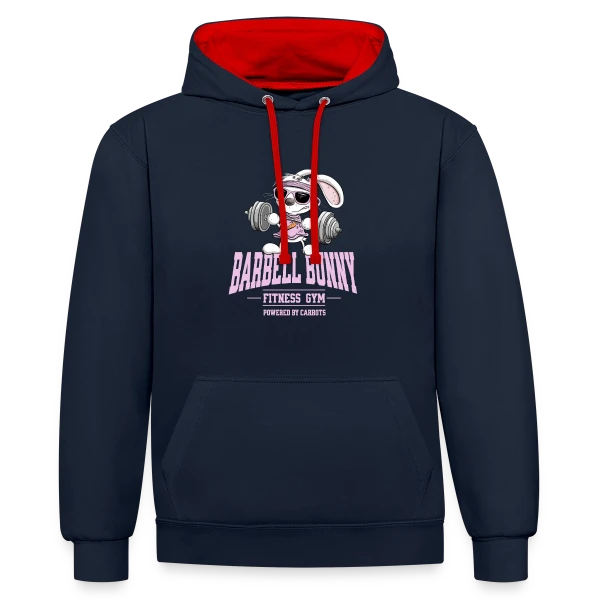 Lapin Fitness Musculation - 'Powered by Carrots' sur Sweat à capuche contrasté