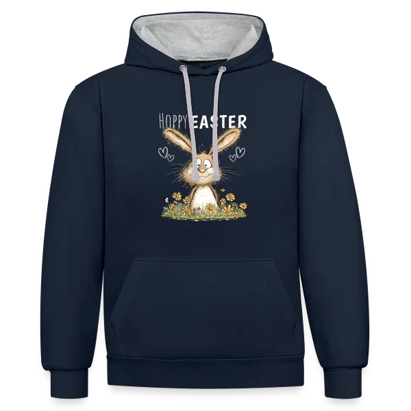 Joyeuses Pâques Lapin Fleuri sur Sweat à capuche contrasté