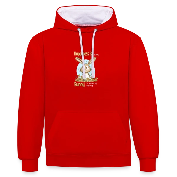 Lapin Printanier et Pâques sur Sweat à capuche contrasté