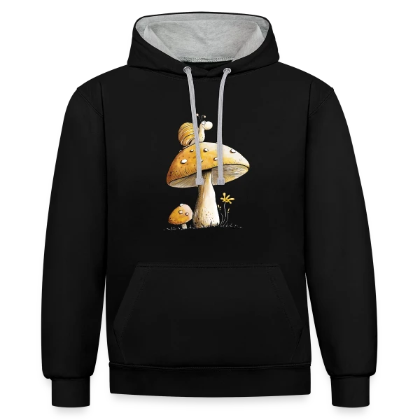 Escargot Rêveur sur Champignon sur Sweat à capuche contrasté