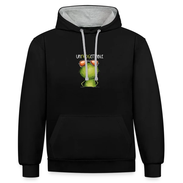 Grenouille Cool et Inoubliable sur Sweat à capuche contrasté