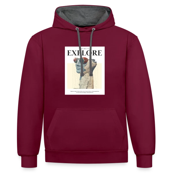 Exploration Artistique Vintage sur Sweat à capuche contrasté